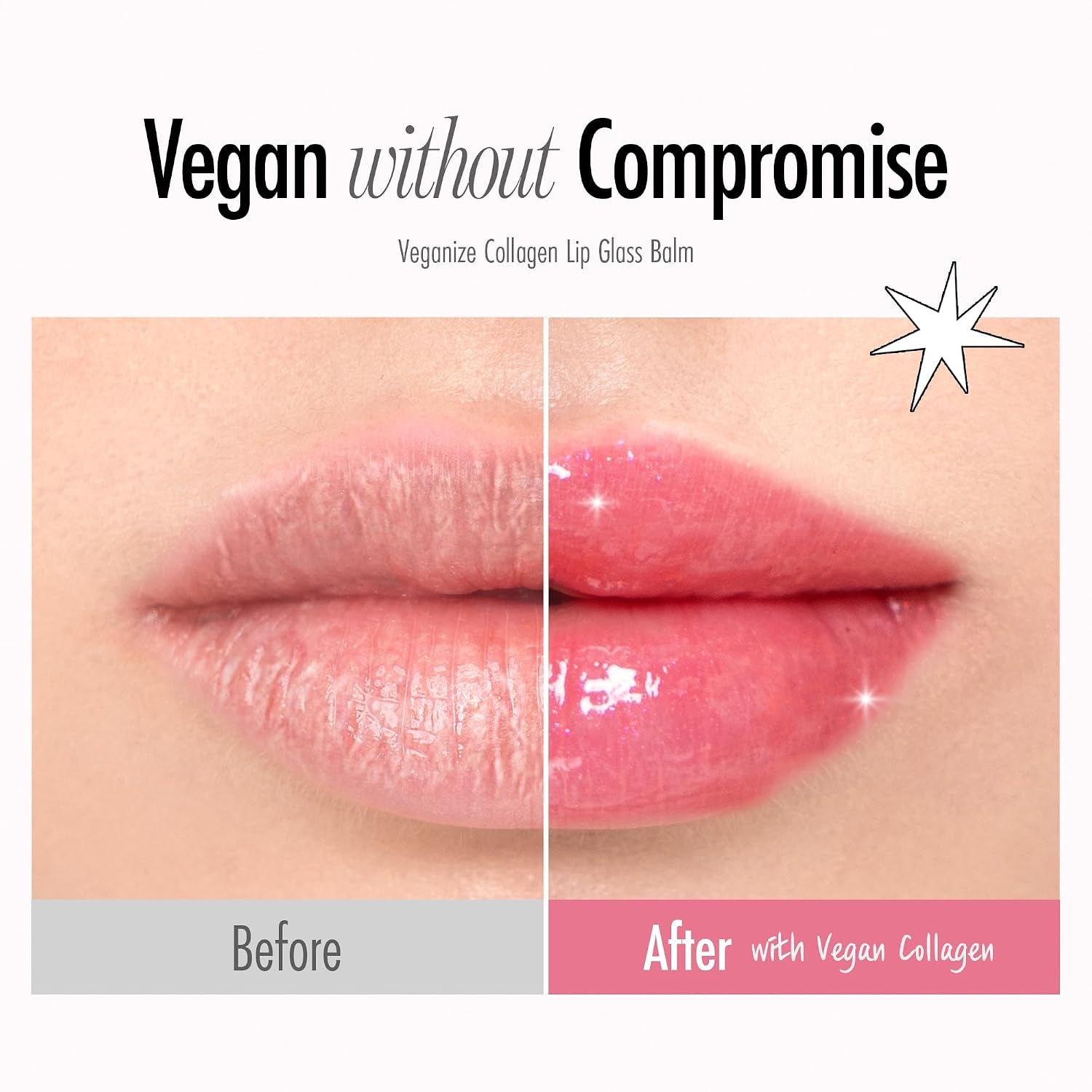 Veganize Collagen Lip Glass Balm - Hydrating Lip W/Hyaluronic Acid - Vegan Korean Lip Balm Moisturizing Lip Care – Lip Gloss Repair for Dry Cracked Lips 0.06 Oz (#8 Dried Rose)