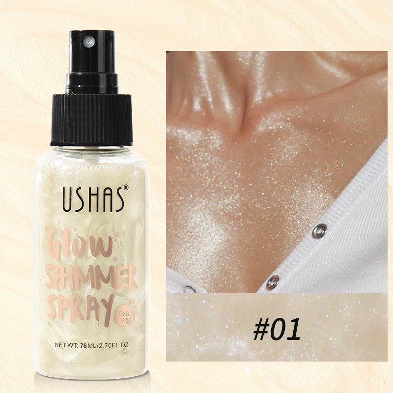 USHAS 4 Color Body Liquid Highlighter Facial Contour Brightening Makeup Long Lasting Sequin Illuminating Moisturizing Highlight