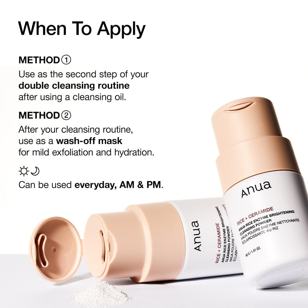 Rice Enzyme Brightening Cleansing Powder, Exfoliating Powder-To-Foam Cleanser, Smooth Texture & Clarity, Hydrating & Gentle Formula, Korean Skincare,1.41 Fl.Oz | Exfoliating Powder-To-Foam Cleanser, Smooth Texture & Clarity, Hydrating & Gentle Formula, Korean Skincare