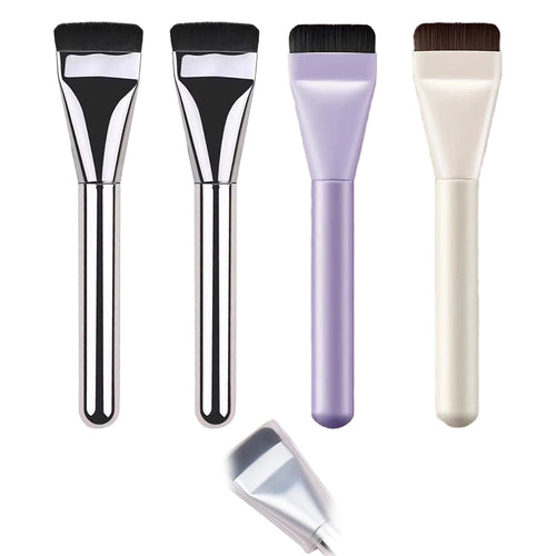 2Pcs Ultra Thin Blade Foundation Make-Up Makeup Brushes Thick Square Flawless Foundation Make-Up Makeup Brushes, Advanced Korean Mixed Face Cream Makeup Brushes (Metal, Purple, White)
