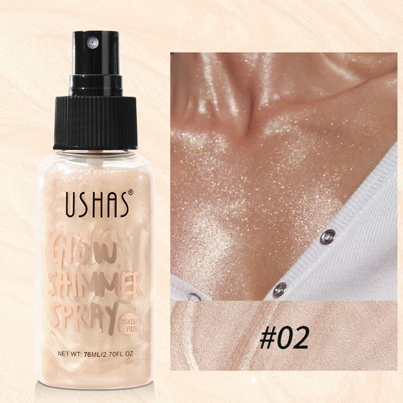 USHAS 4 Color Body Liquid Highlighter Facial Contour Brightening Makeup Long Lasting Sequin Illuminating Moisturizing Highlight