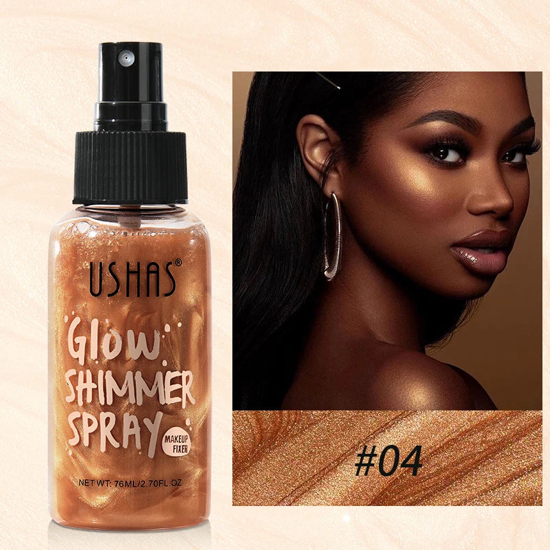 USHAS 4 Color Body Liquid Highlighter Facial Contour Brightening Makeup Long Lasting Sequin Illuminating Moisturizing Highlight
