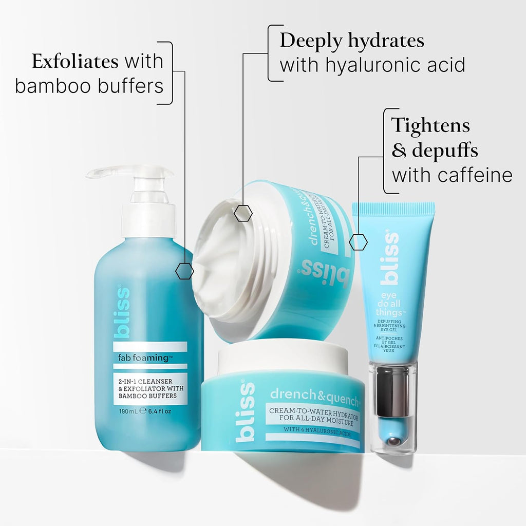 Skincare Essentials Eye Gel, Moisturizer & Cleanser Kit - Skin-Loving