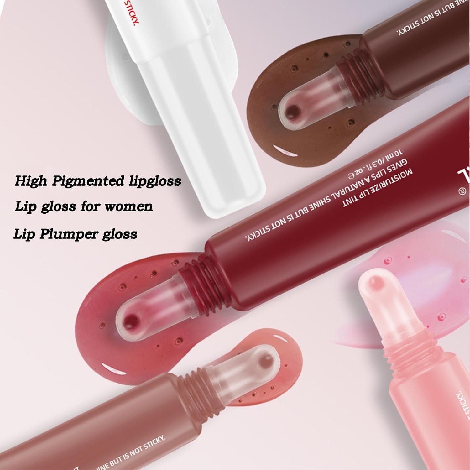 5Pcs Peptide Hydrating Lip Gloss Set,Lip Plumping Glossy Lip Balm,Instant Shine Natural Jelly Lip Gloss for Women