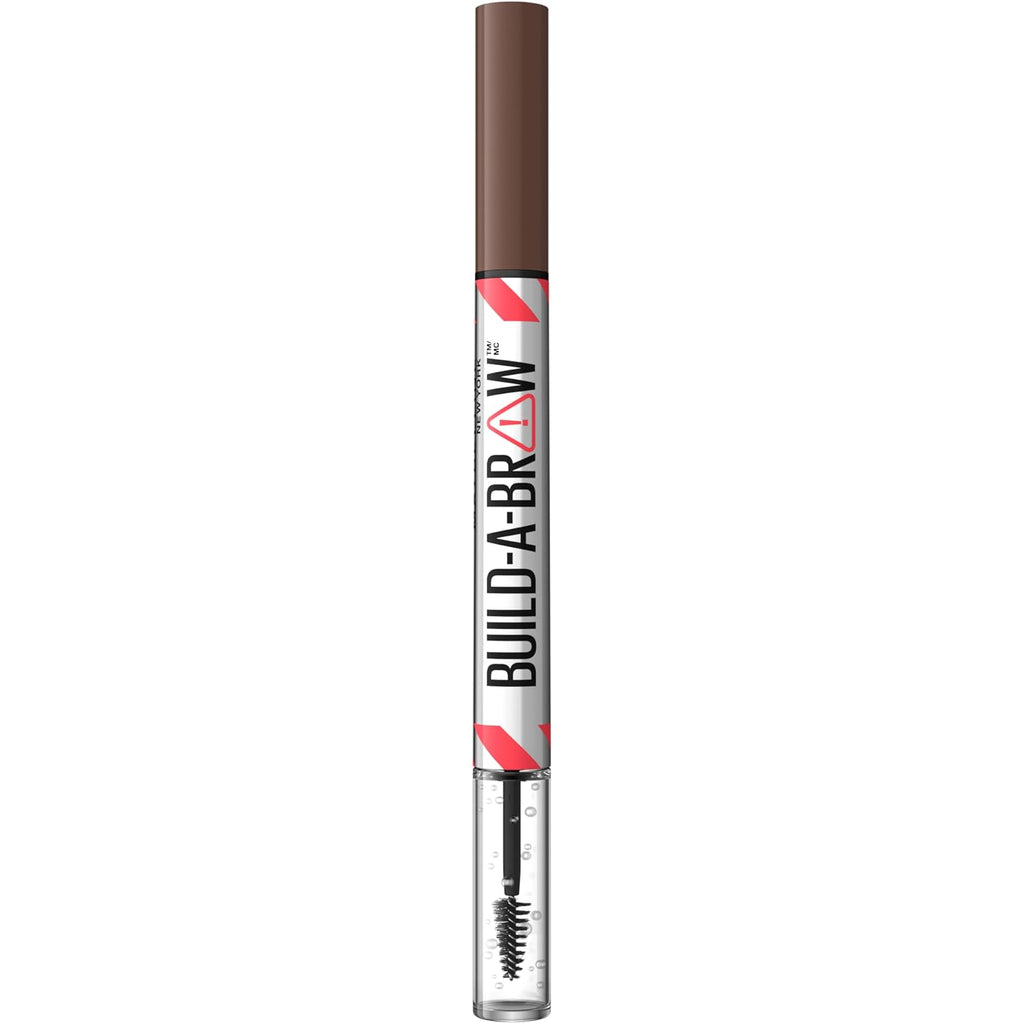Maybelline Build-A-Brow 2-In-1 Brow Pen and Sealing Eyebrow Gel, Eyebrow Makeup for Real-Looking, Fuller Brows, Medium Brown, 1 Count