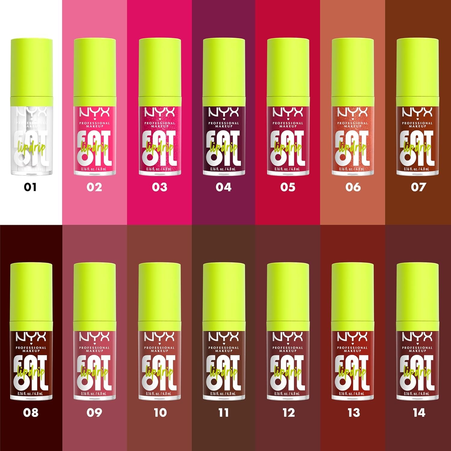 NYX PROFESSIONAL MAKEUP Fat Oil Lip Drip, Moisturizing Lip Oil Gloss, Vegan Tinted Formula, up to 12 HR Hydration - Supermodel (Shimmering Magenta) | with Squalane, High Shine Tinted Gloss, 12Hr Hydrating Lip Treatment, Non-Sticky, Vegan Formula