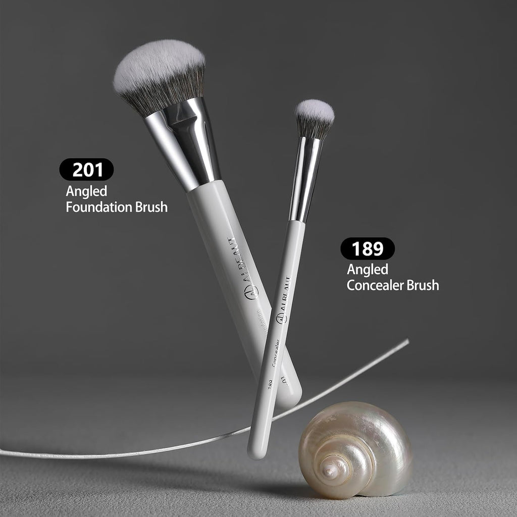 Foundation Concealer Makeup Brushes for Liquid Cream Stick,Soft Big Angled Face Brushes Bronzer Contour Nose Eyeshadow Blending Set (189201)