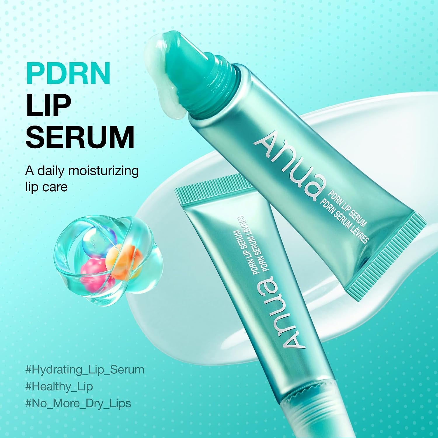 PDRN Lip Serum, 0.33 Fl.Oz | Long-Lasting Hydration for Dry Skin, Non-Sticky Moisturizing Lip Care with Salmon DNA, Hyaluronic Acid & Collagen