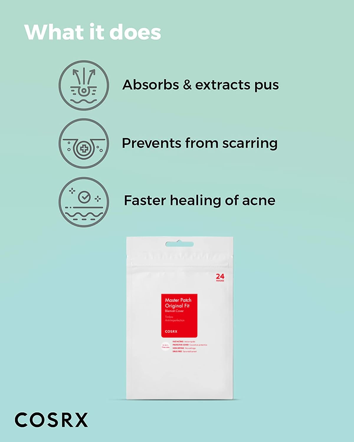 Acne Pimple Patches Absorbing Hydrocolloid Spot, 3 Size (96 Count) | Pimple Stickers for Blemishes and Zits Cover, Absorbs Zits & Blemish, Spot Stickers for Face and Body, Korean Skin Care