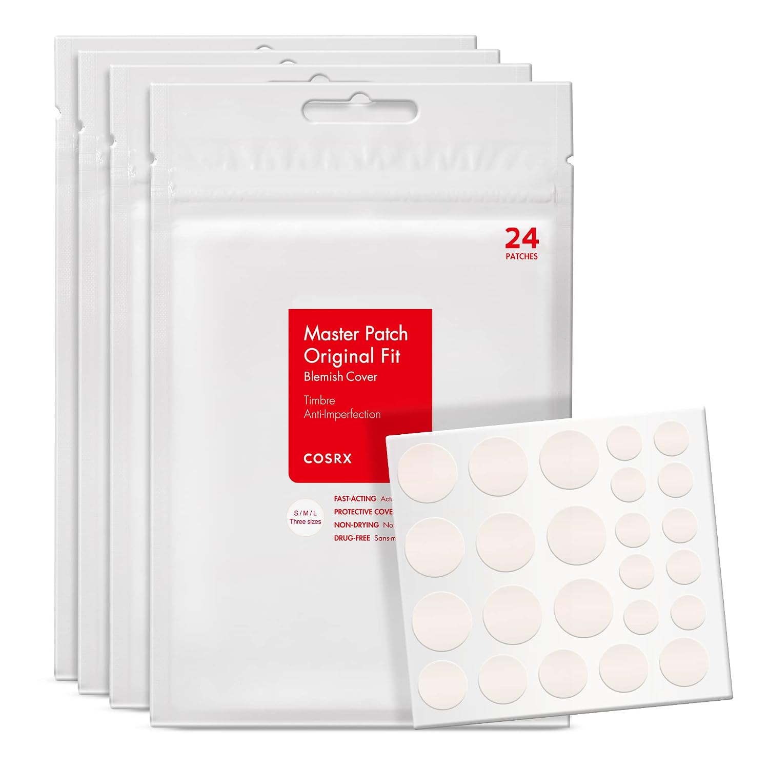 Acne Pimple Patches Absorbing Hydrocolloid Spot, 3 Size (96 Count) | Pimple Stickers for Blemishes and Zits Cover, Absorbs Zits & Blemish, Spot Stickers for Face and Body, Korean Skin Care