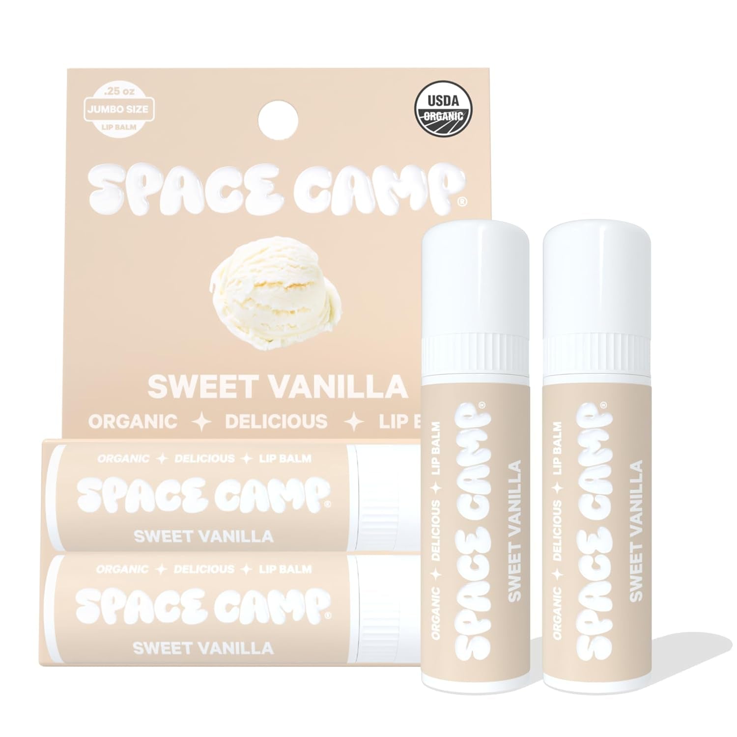 Wellness Jumbo Lip Balm - Sweet Vanilla Organic Flavored Balm (2 Pack)