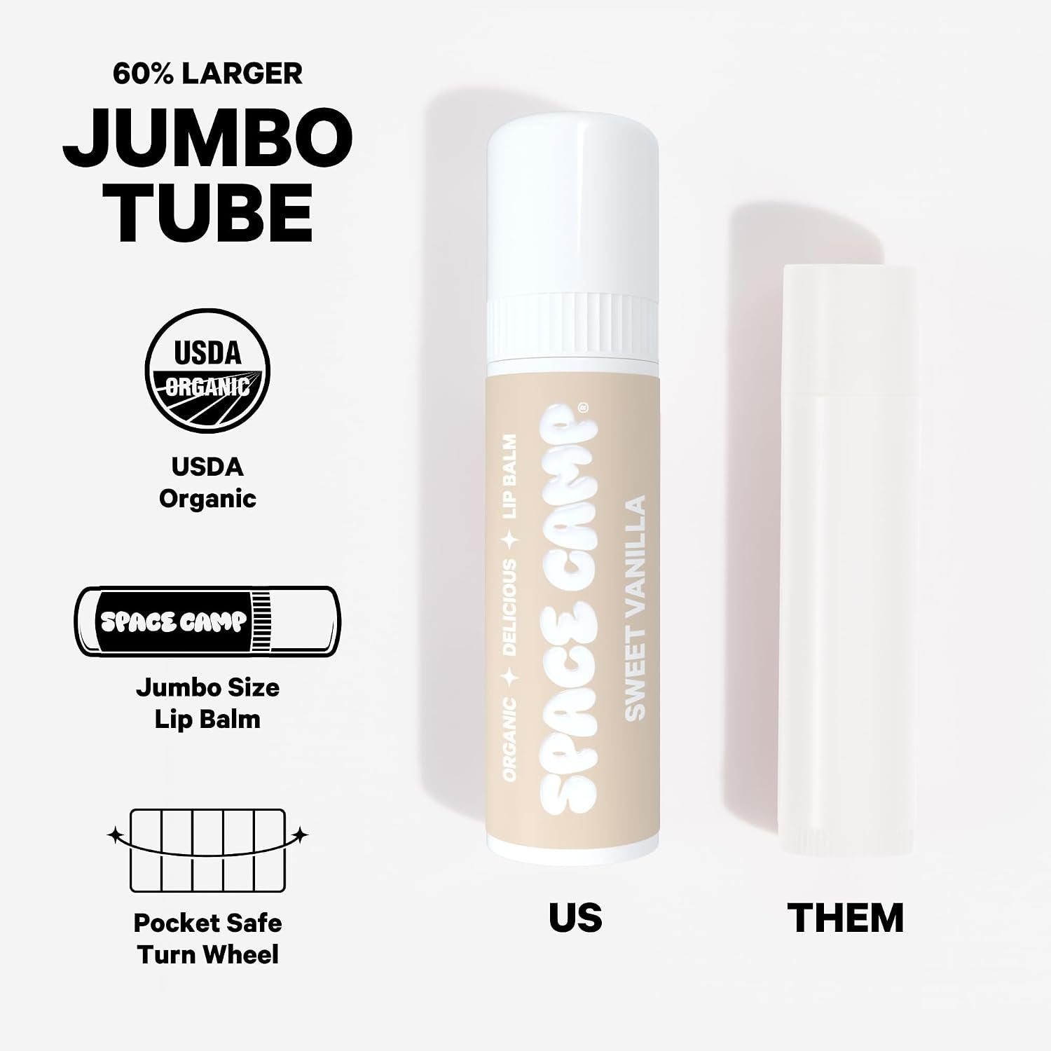 Wellness Jumbo Lip Balm - Sweet Vanilla Organic Flavored Balm (2 Pack)