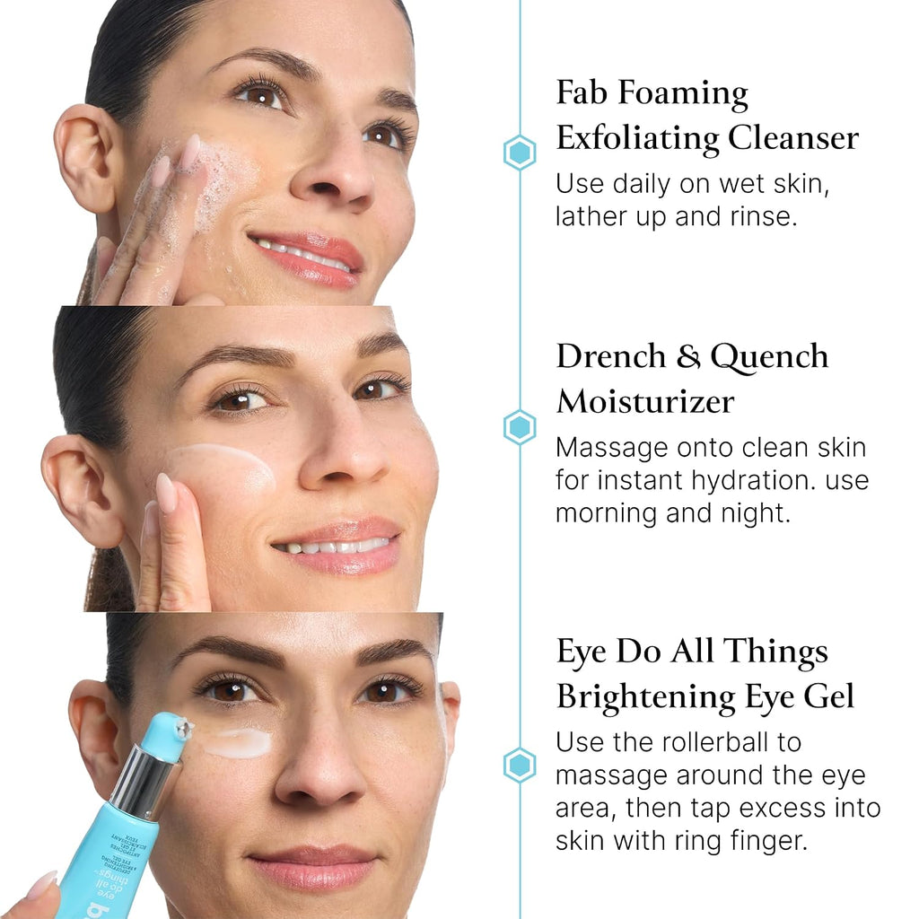 Skincare Essentials Eye Gel, Moisturizer & Cleanser Kit - Skin-Loving