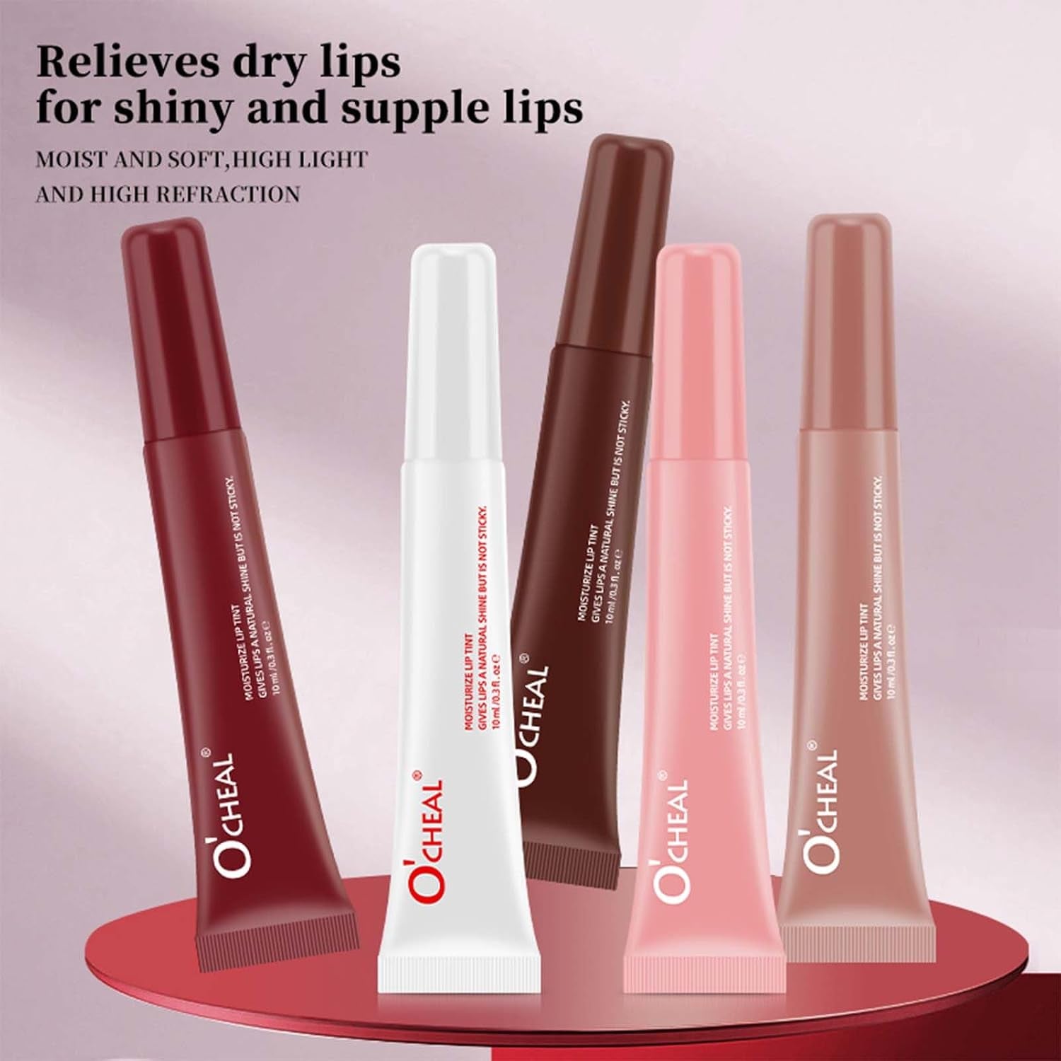 5Pcs Peptide Hydrating Lip Gloss Set,Lip Plumping Glossy Lip Balm,Instant Shine Natural Jelly Lip Gloss for Women