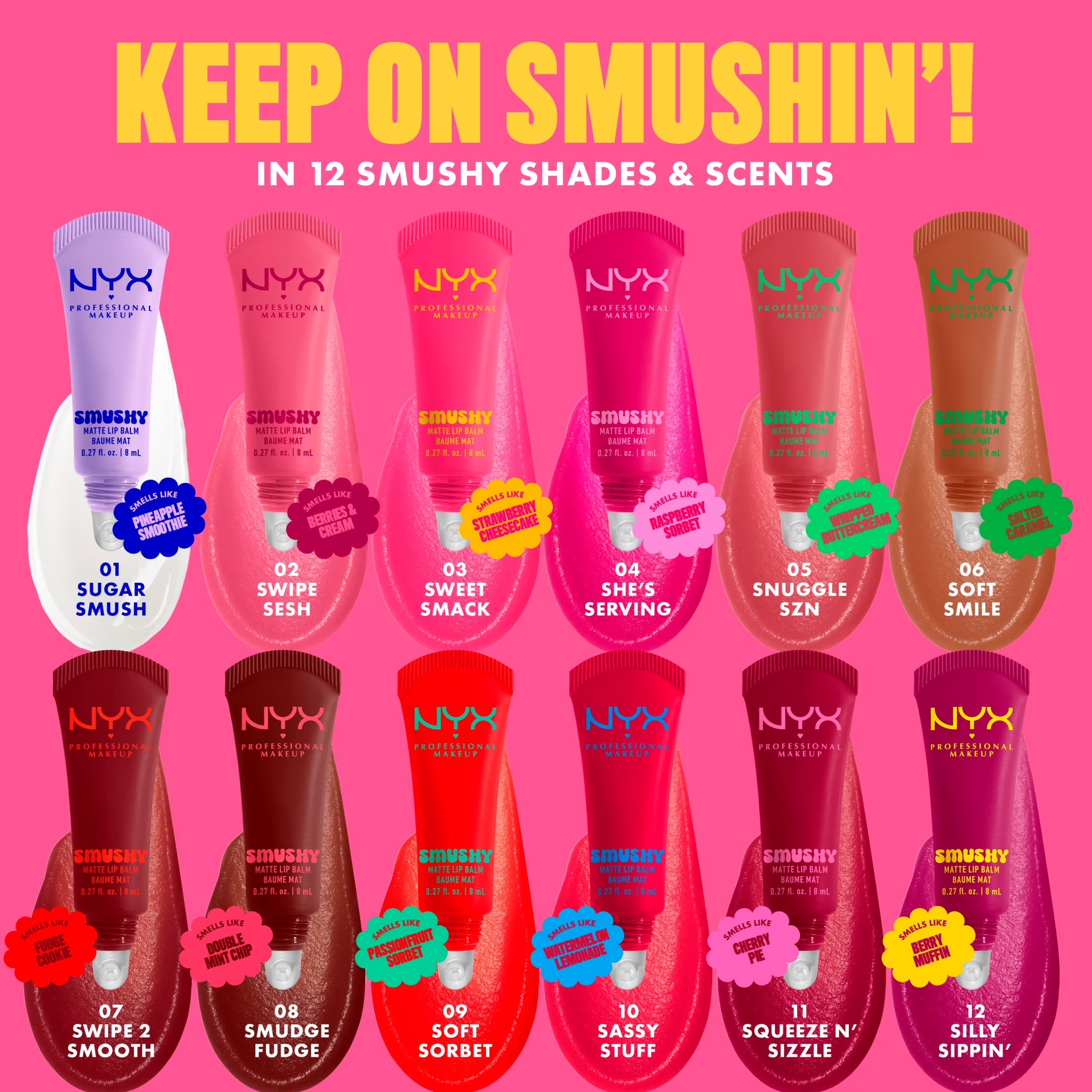 Smushy Matte Lip Balm, Swipe Sesh, Light Dusty Rose, 0.27 Fl Oz