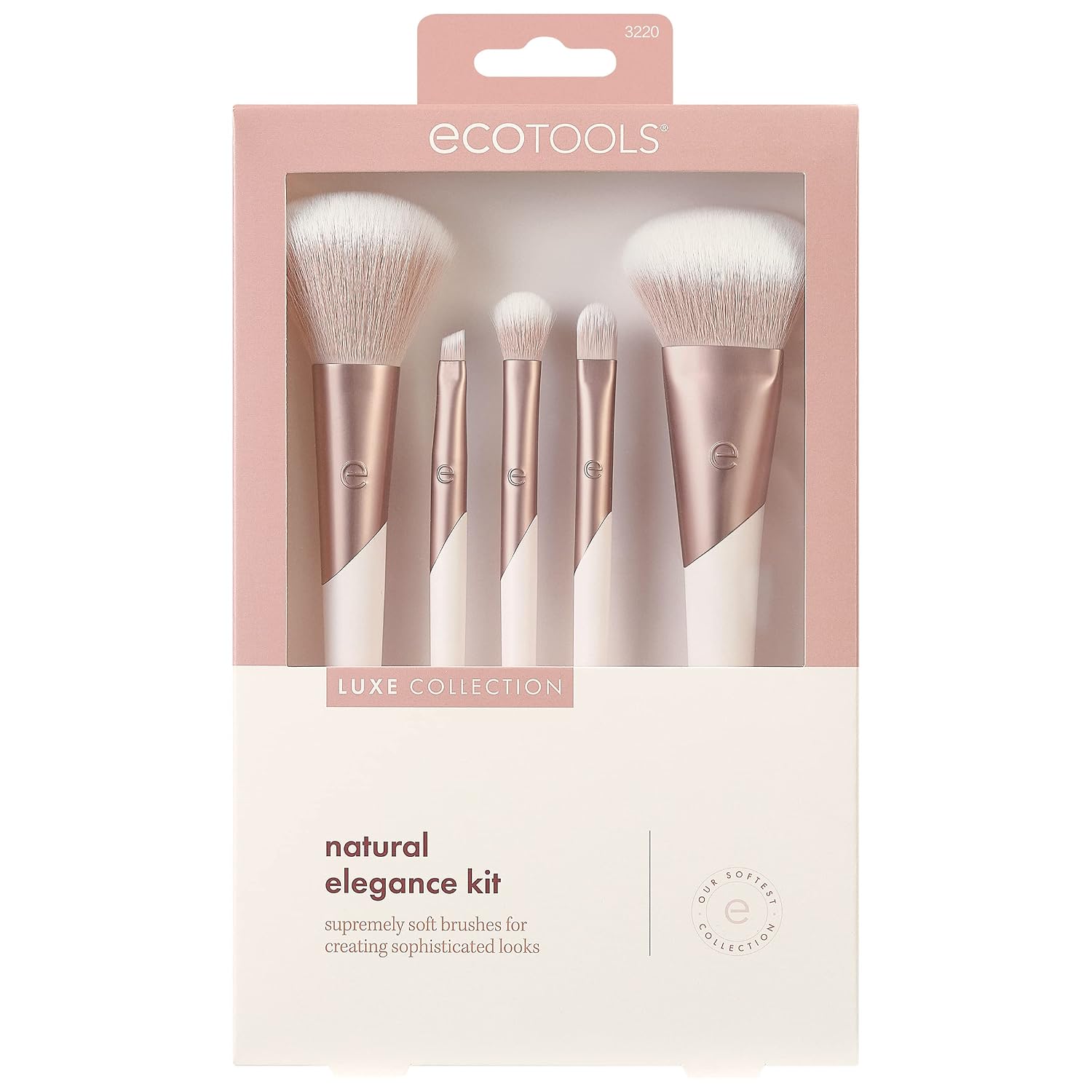Luxe Natural Elegance Face Makeup & Foundation Brush Set | Full-Face Look with a Makeup Brush Set, Powder Brush and Blending Brush with Recycled Materials