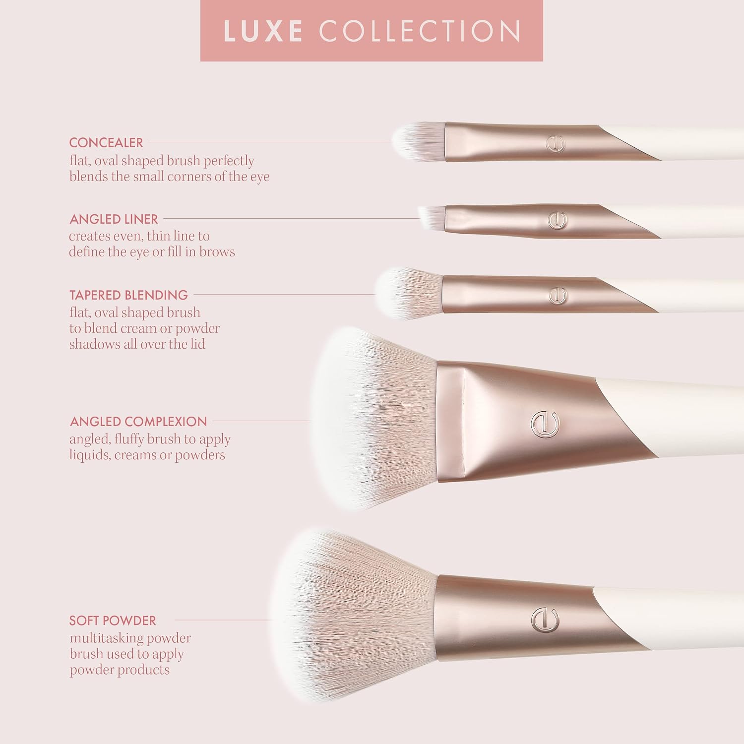 Luxe Natural Elegance Face Makeup & Foundation Brush Set | Full-Face Look with a Makeup Brush Set, Powder Brush and Blending Brush with Recycled Materials