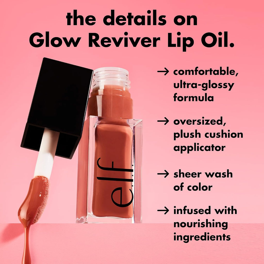 Glow Reviver Lip Oil, Rose Envy | Nourishing Tinted Lip Oil for a High-Shine Finish, Infused with Jojoba Oil, Vegan & Cruelty-Free