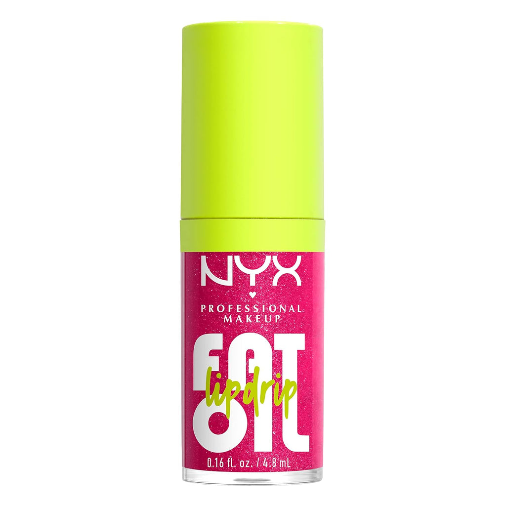 NYX PROFESSIONAL MAKEUP Fat Oil Lip Drip, Moisturizing Lip Oil Gloss, Vegan Tinted Formula, up to 12 HR Hydration - Supermodel (Shimmering Magenta) | with Squalane, High Shine Tinted Gloss, 12Hr Hydrating Lip Treatment, Non-Sticky, Vegan Formula