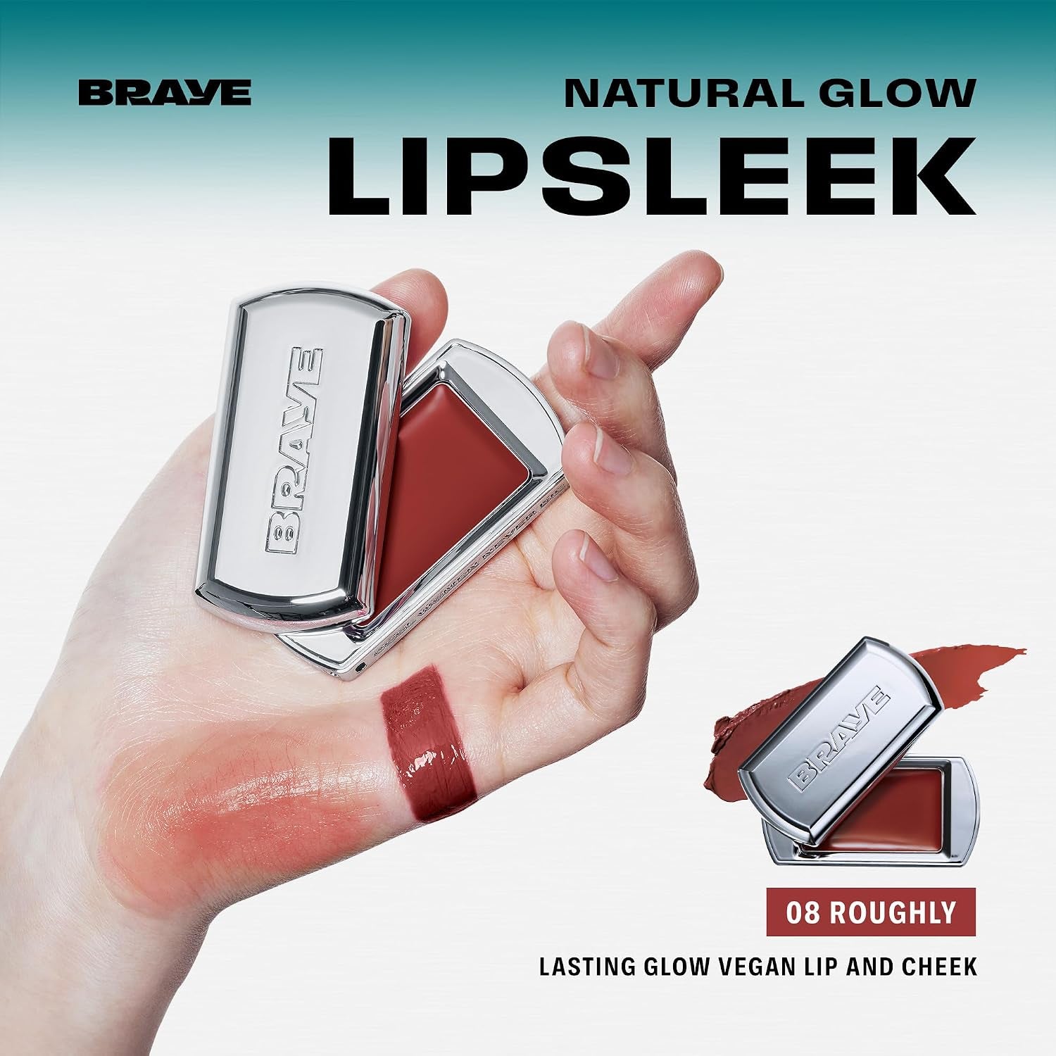 LIPSLEEK | Blush for Cheeks & Lips, Korean Makeup Blush, Cool Lip and Cheek Balm, Vegan Cream, Lightweight W/Blendable & Buildable Makeup, Natural Look 08 ROUGHLY 0.08Oz