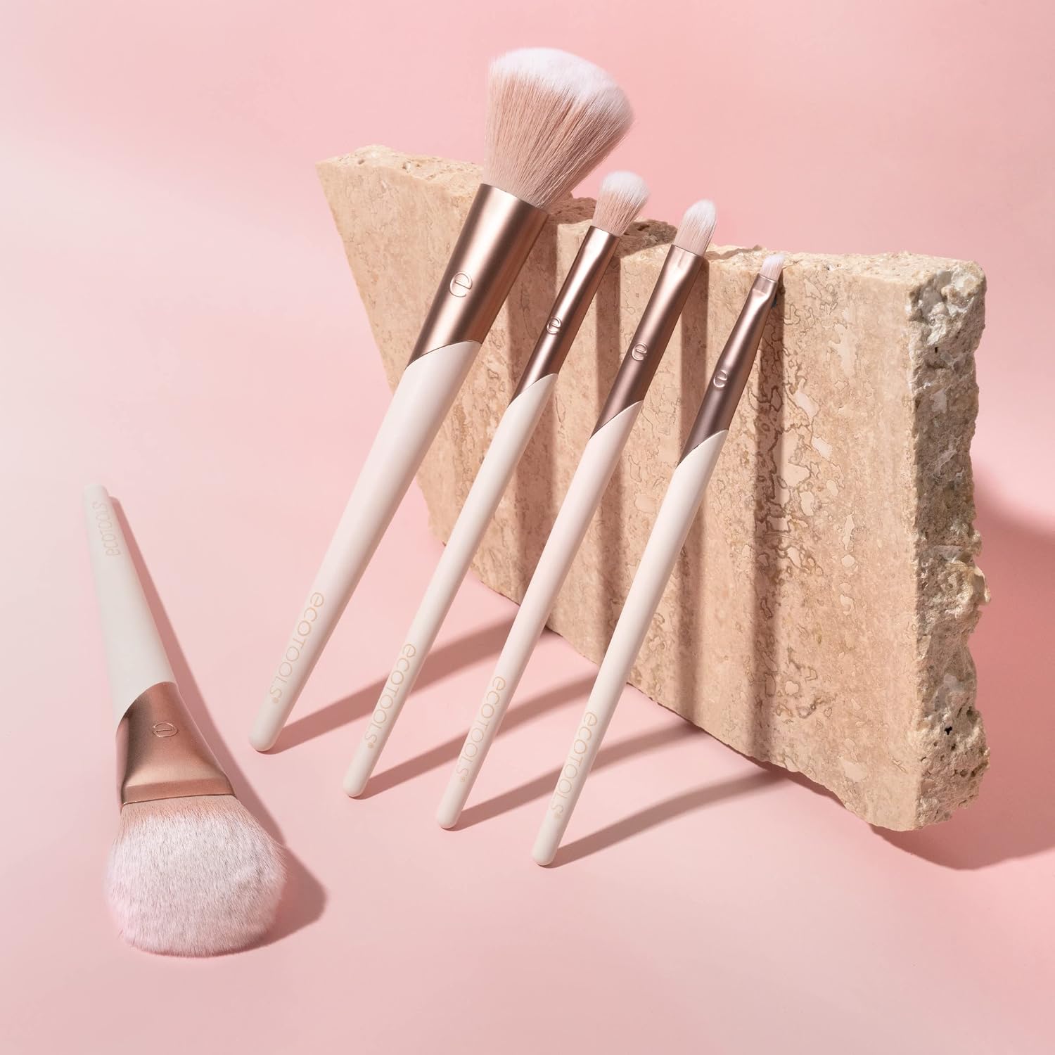Luxe Natural Elegance Face Makeup & Foundation Brush Set | Full-Face Look with a Makeup Brush Set, Powder Brush and Blending Brush with Recycled Materials