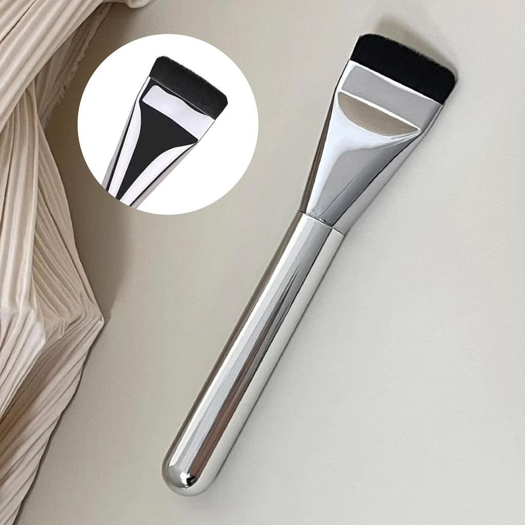 2Pcs Ultra Thin Blade Foundation Make-Up Makeup Brushes Thick Square Flawless Foundation Make-Up Makeup Brushes, Advanced Korean Mixed Face Cream Makeup Brushes (Metal, Purple, White)