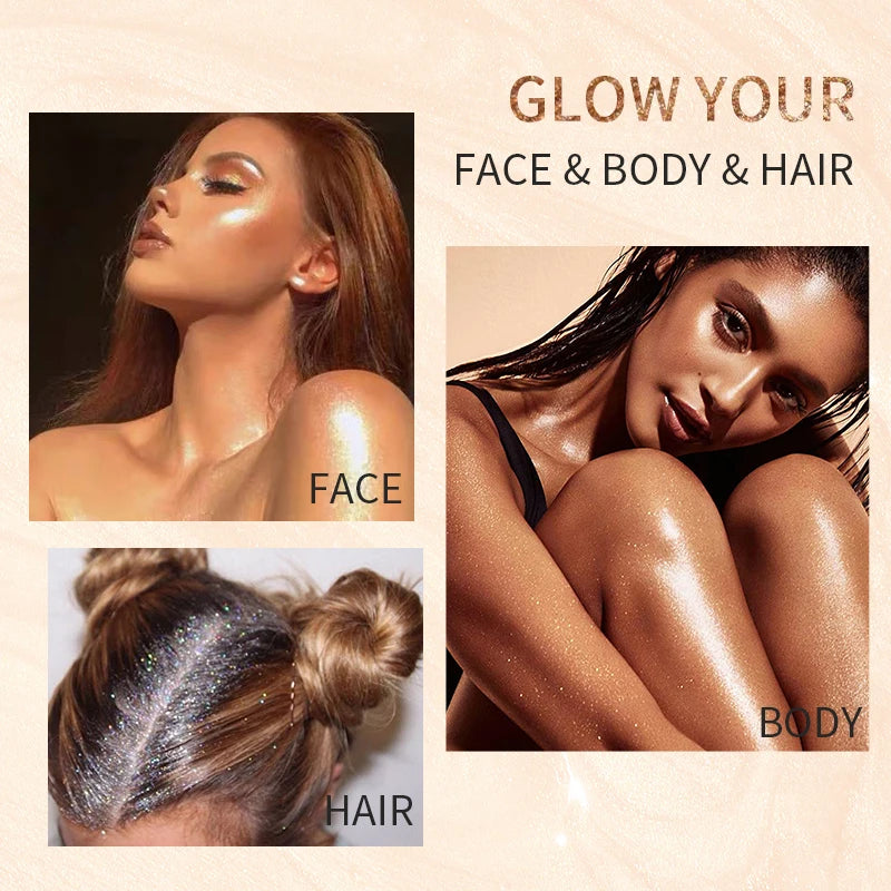 USHAS 4 Color Body Liquid Highlighter Facial Contour Brightening Makeup Long Lasting Sequin Illuminating Moisturizing Highlight