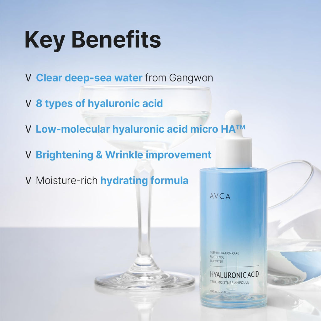 Moisture Hyaluronic Acid Serum 100Ml (3.38 Fl Oz) – Deep Hydrating Face Serum for Dry Skin with 8-Type HA, Panthenol & Deep Sea Water for Lightweight, Non-Sticky Moisture