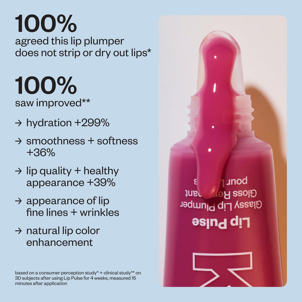 Lip Pulse Lip Plumper Gloss – Non-Sticky Hydrating Lip Gloss with Warming-Cooling Tingle, Mirror Shine Finish, Visibly Fuller Lips, Aftershock