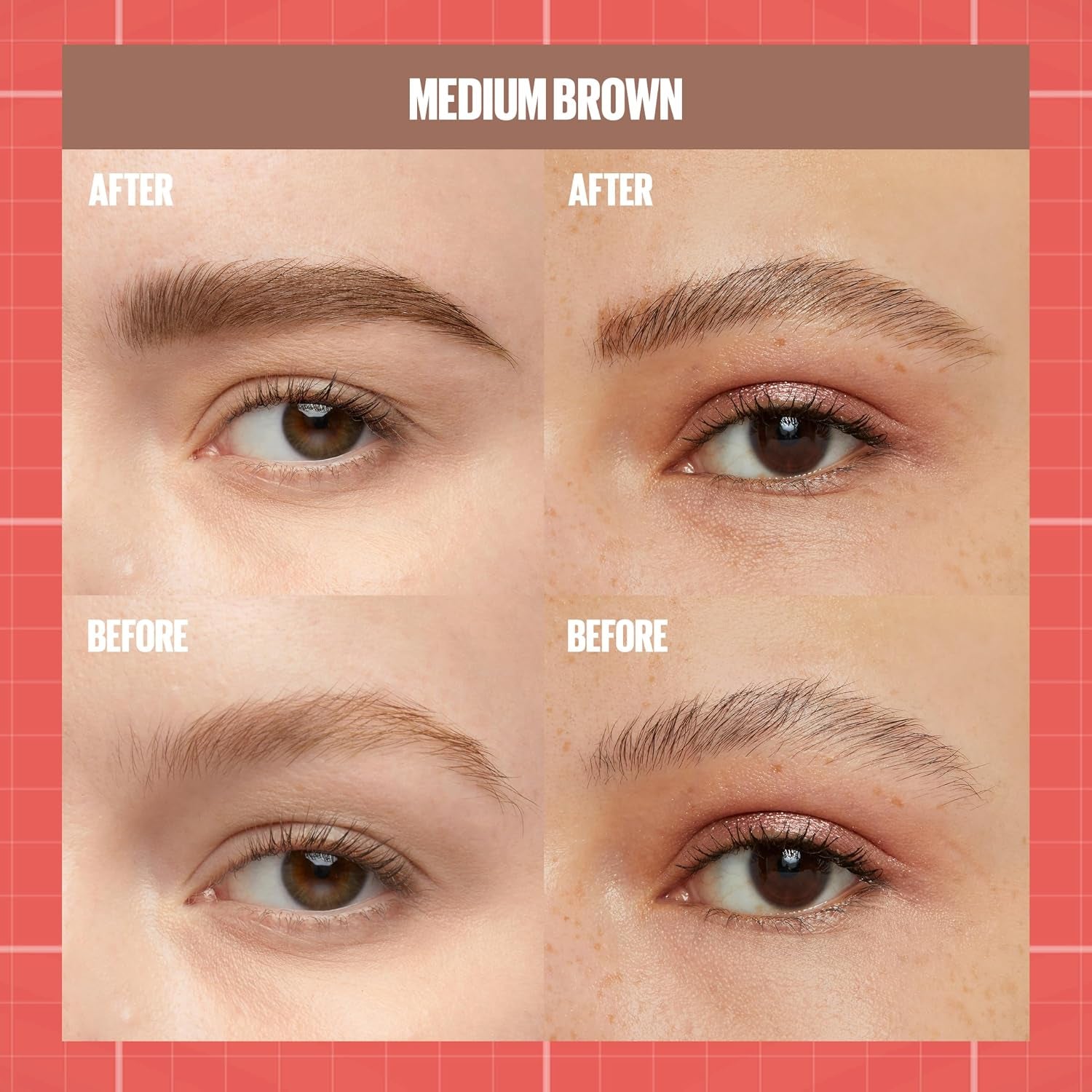 Maybelline Build-A-Brow 2-In-1 Brow Pen and Sealing Eyebrow Gel, Eyebrow Makeup for Real-Looking, Fuller Brows, Medium Brown, 1 Count