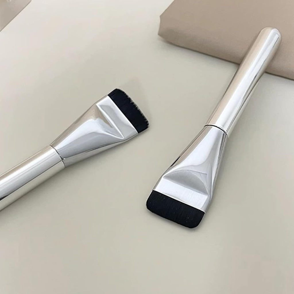 2Pcs Ultra Thin Blade Foundation Make-Up Makeup Brushes Thick Square Flawless Foundation Make-Up Makeup Brushes, Advanced Korean Mixed Face Cream Makeup Brushes (Metal, Purple, White)