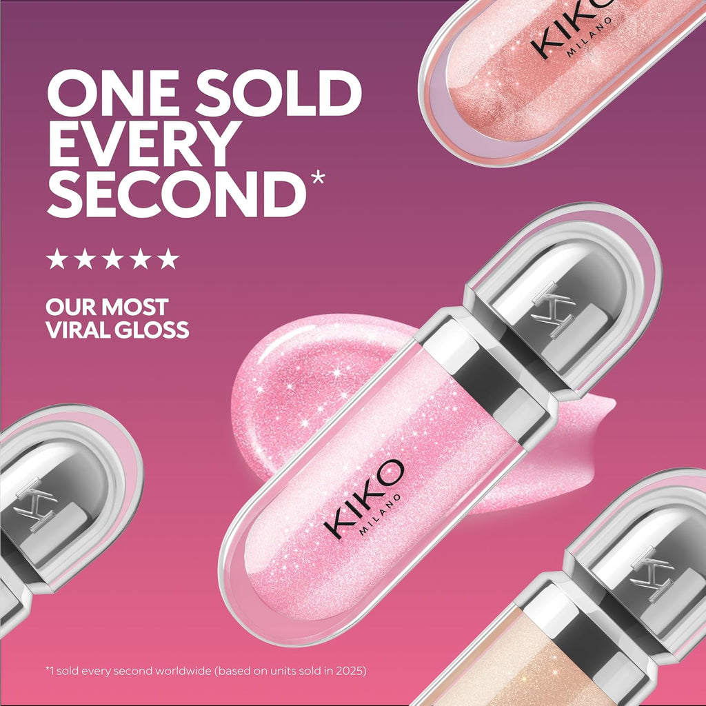 KIKO Milano 3D Hydra Lip Gloss – High Shine, Hydrating, Plumping, Non-Sticky, Moisturizing Lip Makeup