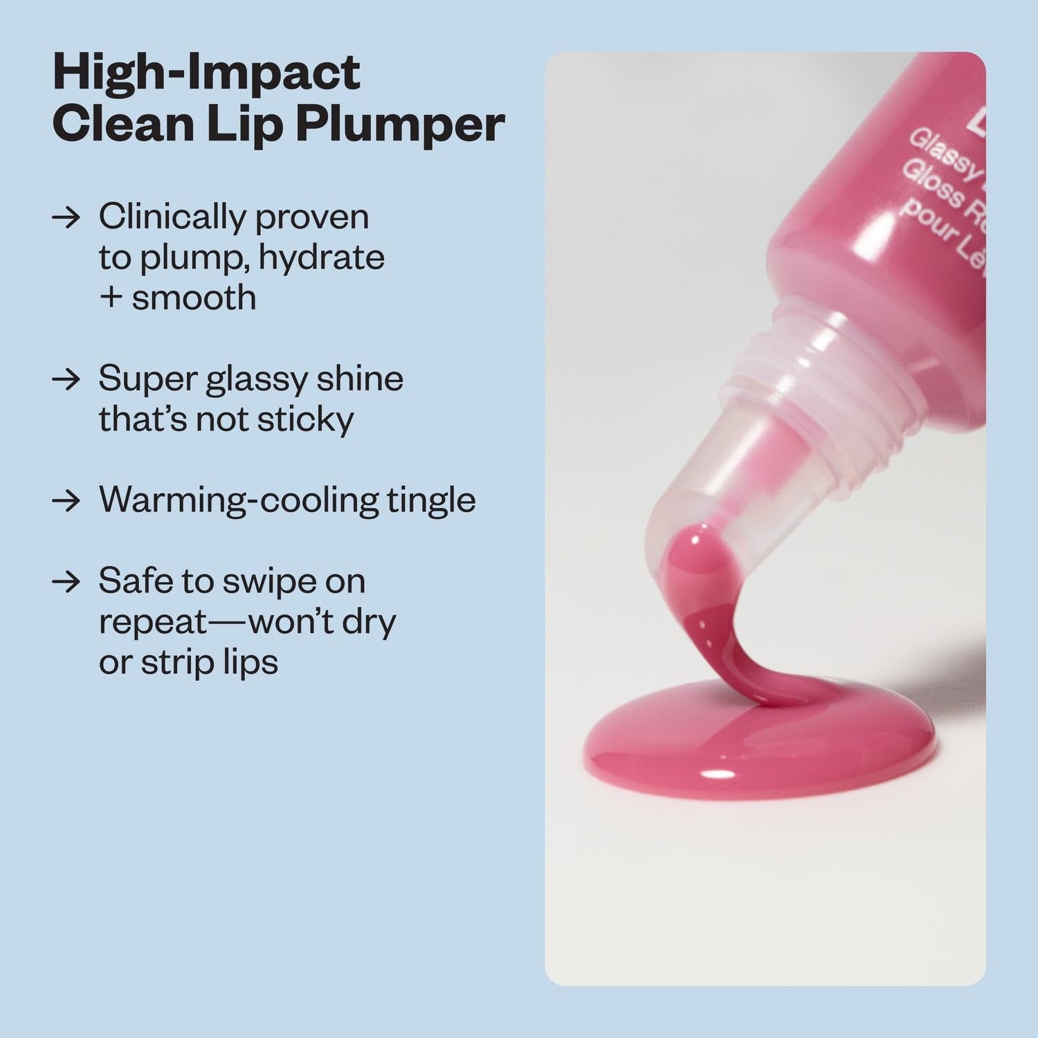 Lip Pulse Lip Plumper Gloss – Non-Sticky Hydrating Lip Gloss with Warming-Cooling Tingle, Mirror Shine Finish, Visibly Fuller Lips, Aftershock
