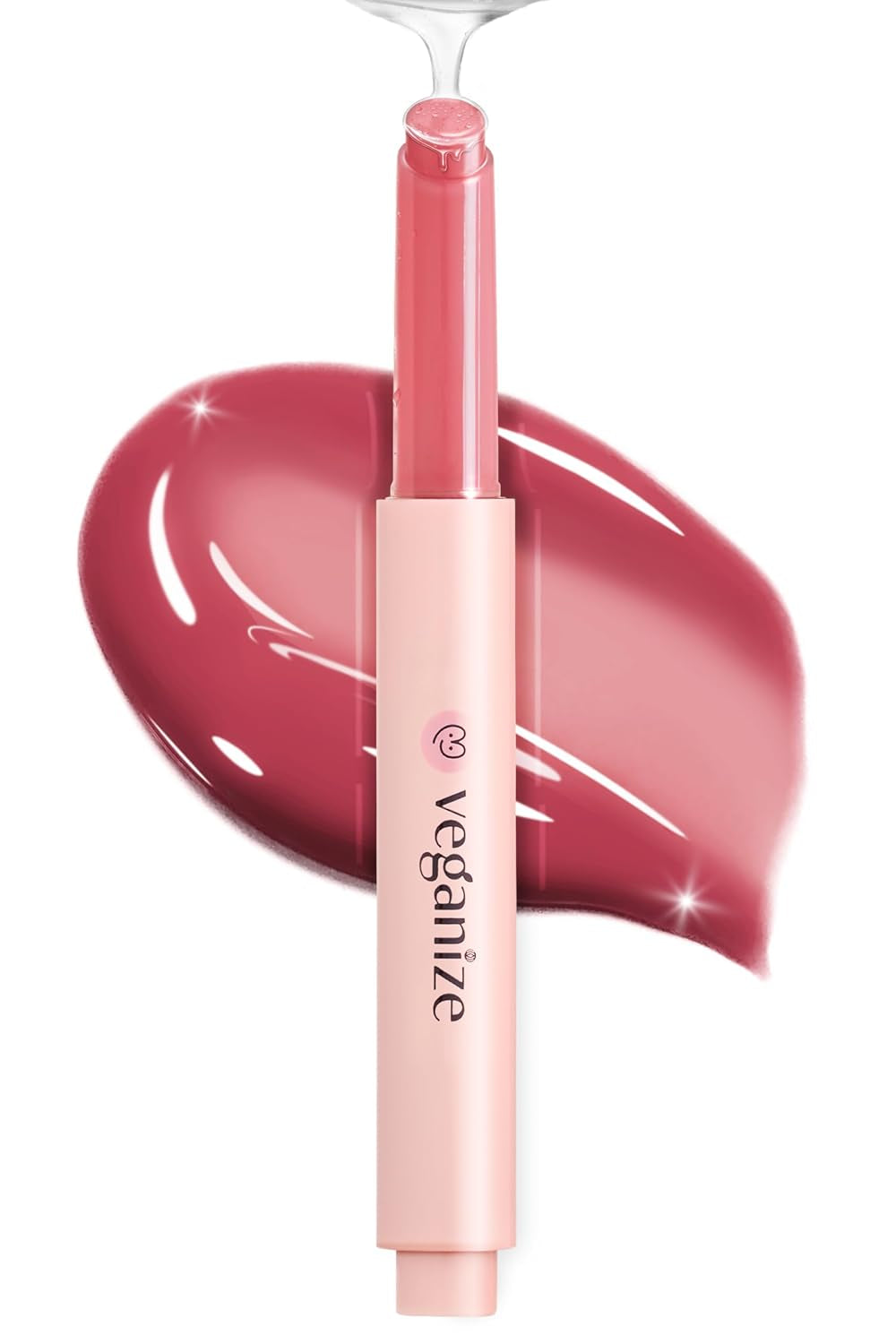 Veganize Collagen Lip Glass Balm - Hydrating Lip W/Hyaluronic Acid - Vegan Korean Lip Balm Moisturizing Lip Care – Lip Gloss Repair for Dry Cracked Lips 0.06 Oz (#8 Dried Rose)