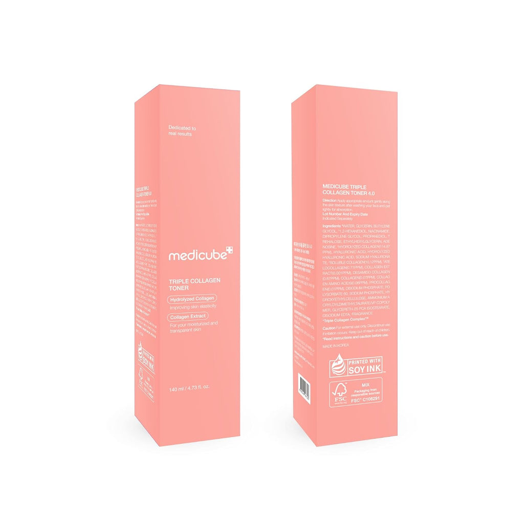 Triple Collagen Toner - Hydrolyzed, Atelo, & Soluble Collagen for Deep Hydration & Plump Skin - Fast-Absorbing Formula for All-Day Suppleness, Korean Skincare (4.73 Fl.Oz.)
