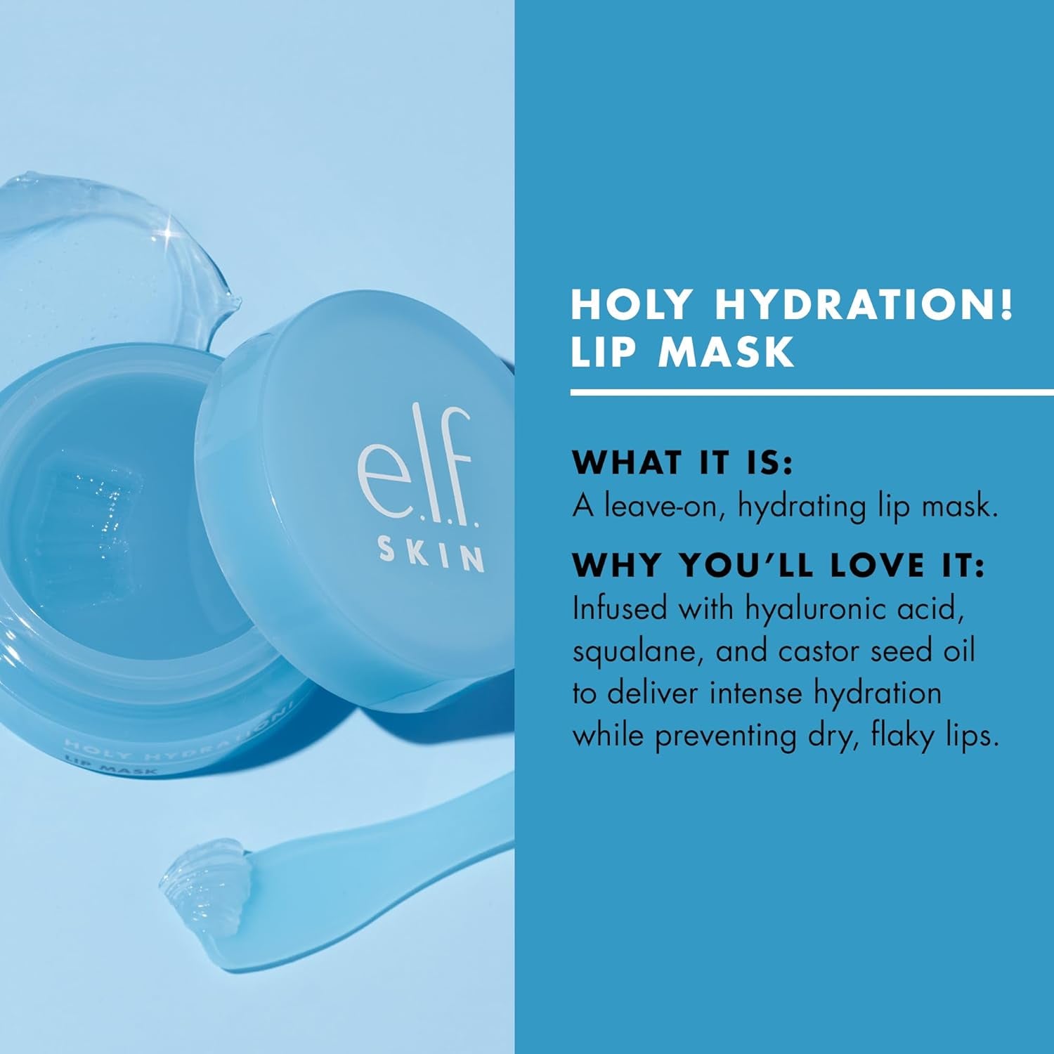 SKIN Holy Hydration! Lip Mask, Hydrating Lip Mask for a Softer & Smoother Pout, Infused with Hyaluronic Acid, Non-Sticky, Vegan & Cruelty-Free