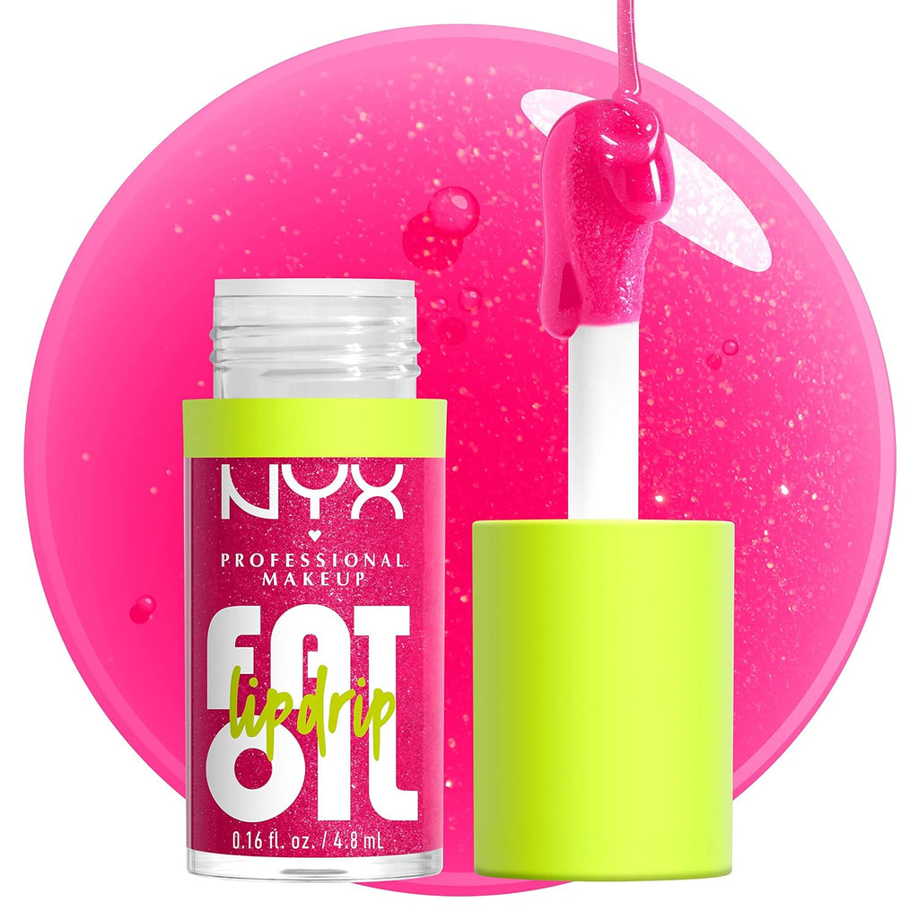 NYX PROFESSIONAL MAKEUP Fat Oil Lip Drip, Moisturizing Lip Oil Gloss, Vegan Tinted Formula, up to 12 HR Hydration - Supermodel (Shimmering Magenta) | with Squalane, High Shine Tinted Gloss, 12Hr Hydrating Lip Treatment, Non-Sticky, Vegan Formula